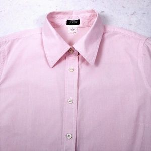 J CREW pink white tiny stripe cotton blouse size S